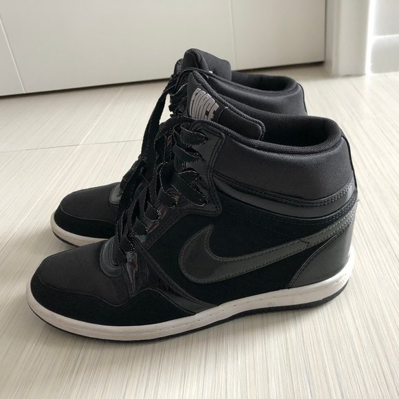 black wedge high tops